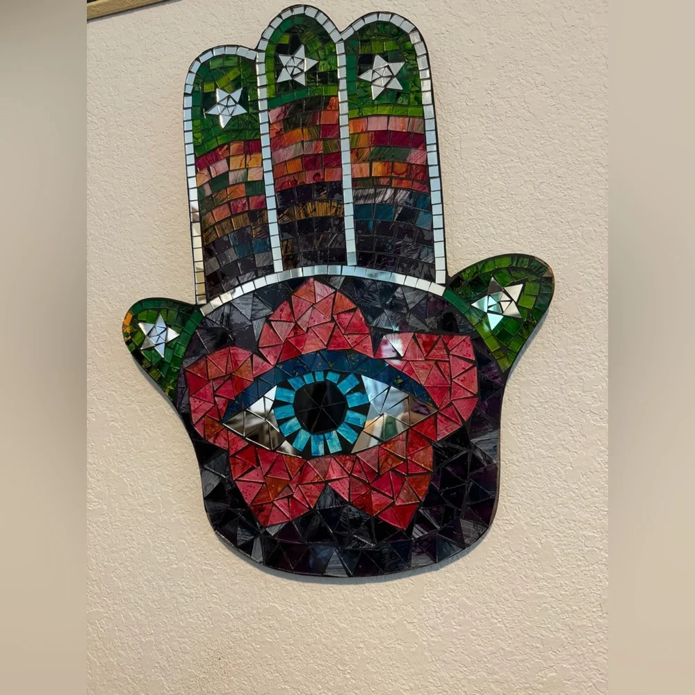 Large Hamsa Hand Mosaic Wall Hanging, 19.75